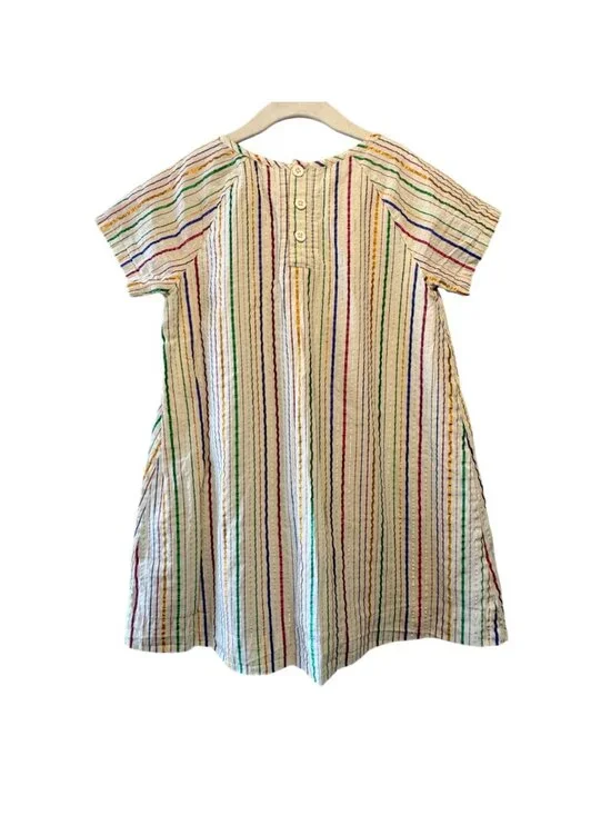HANNA ANDERSSON Metallic Striped Dress Girls 6-7 120 Rainbow Shimmer Tunic Top - Picture 2 of 8